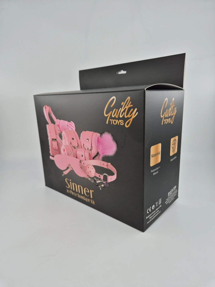 Set BDSM 10 Piese Sinner, Roz, Guilty Toys, #2, Erotic24.ro