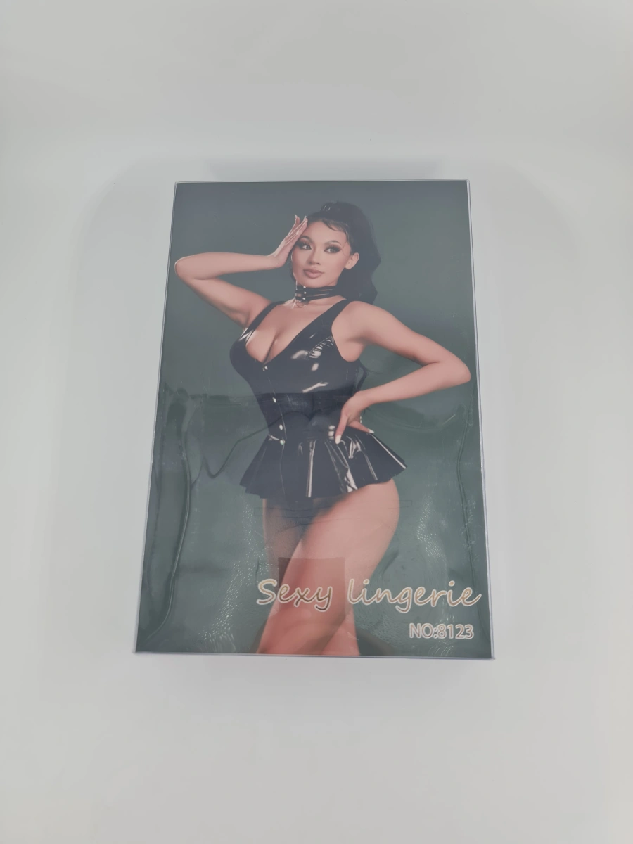 Set Lenjerie Sexy Valerie, 3 Piese, Wetlook, Negru, S, Nr. 6, Erotic24.ro