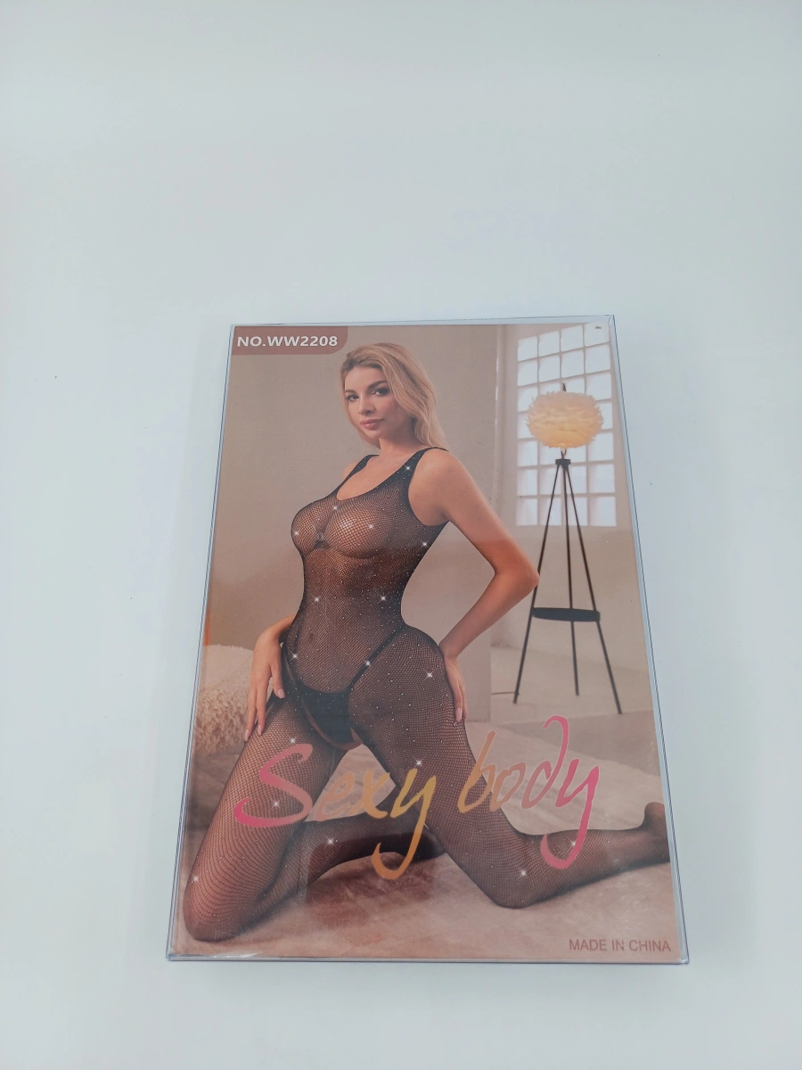 Bodystocking Crotchless Crystal Look, Negru, S/M, #5, Erotic24.ro