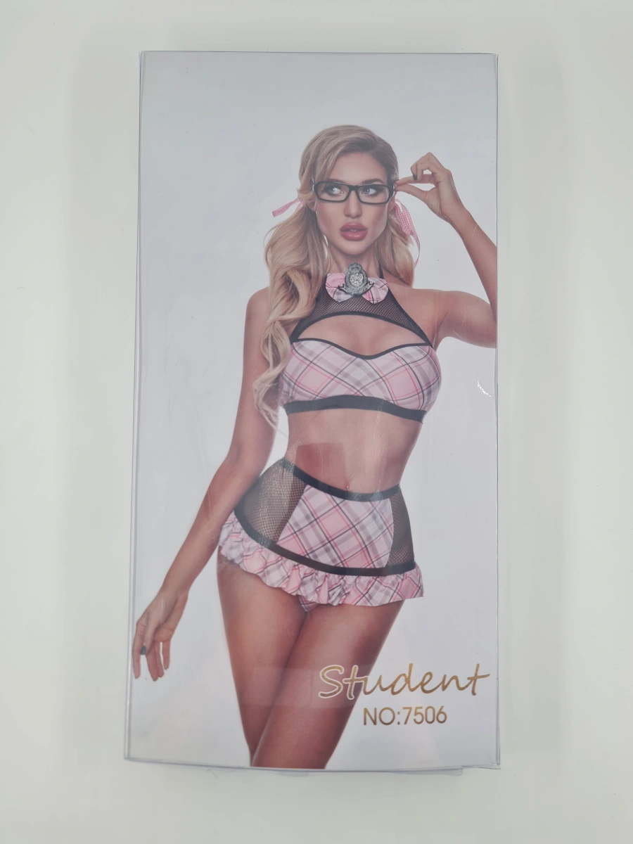 Uniforma Studenta Provocatoare 5 Piese Roz S/M, #4, Erotic24.ro