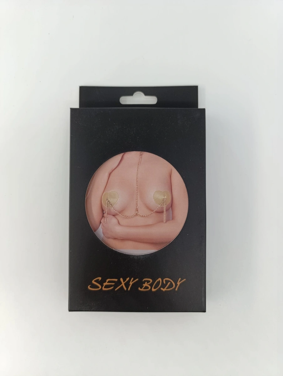 Set Acoperitoare Sfarcuri si Choker Sexy Hearties, Auriu, Nr. 3, Erotic24.ro