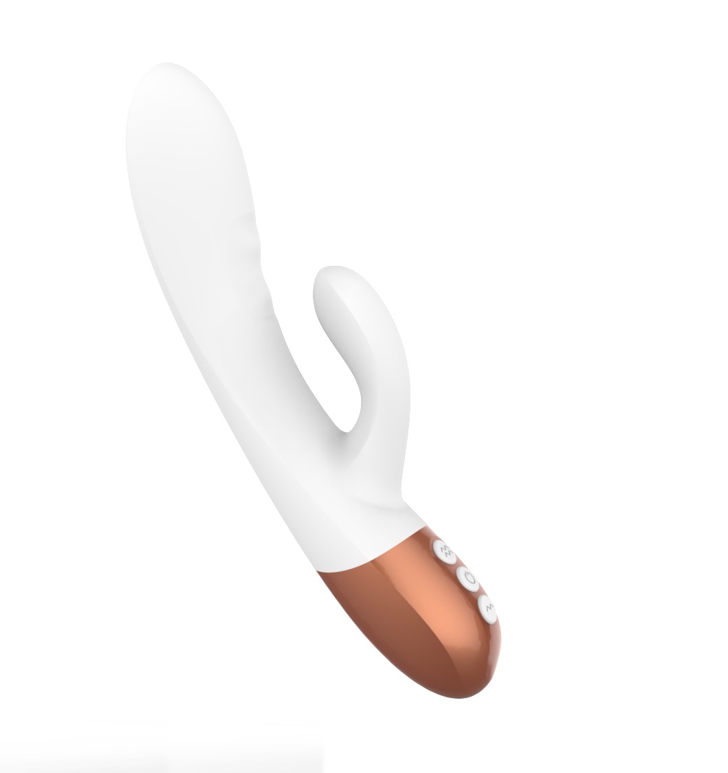 Vibrator Iepuras Snow White, 7+7 Moduri Vibratii, Functie Incalzire, Silicon, USB, Alb, 24 cm, Passion Labs, Sensation, #3, Erotic24.ro