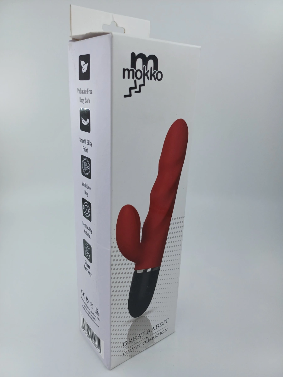 Vibrator Iepuras Great Rabbit, 10 Moduri Vibratii, Silicon, USB, Rosu, 23.5 cm, Mokko Toys, Velvet Obsession, #3, Erotic24.ro