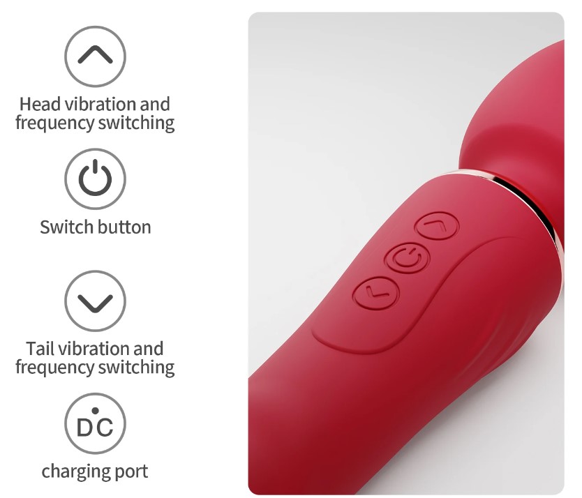 Vibrator Great Wand, 10+10 Moduri Vibratii, Silicon, USB, Rosu, 24.6 cm, Mokko Toys, Velvet Obsession, #2, Erotic24.ro