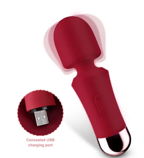 Vibrator Mini Charming Wand, 10 Moduri Vibratii, Silicon, USB, Rosu, 12.5 cm, Passion Labs, Sensations, #2, Erotic24.ro