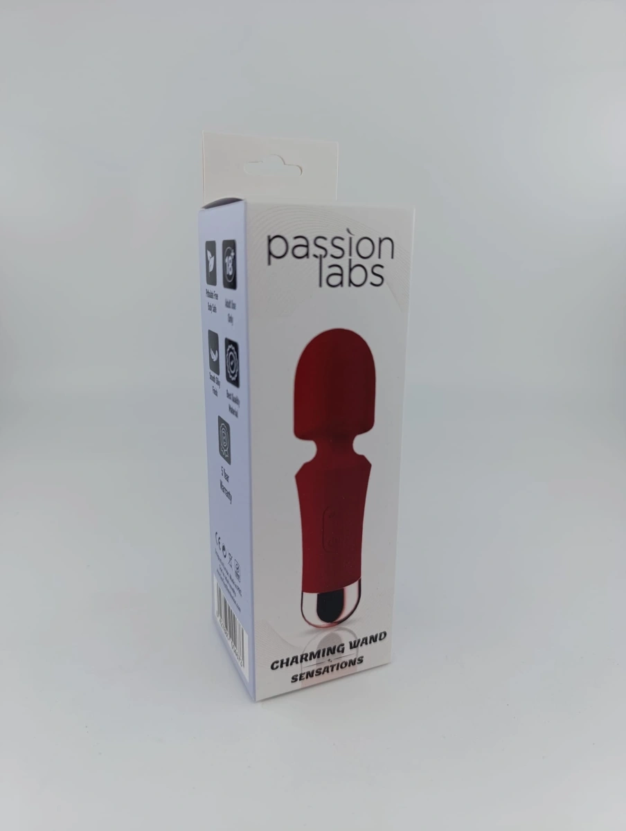 Vibrator Mini Charming Wand, 10 Moduri Vibratii, Silicon, USB, Rosu, 12.5 cm, Passion Labs, Sensations, #3, Erotic24.ro