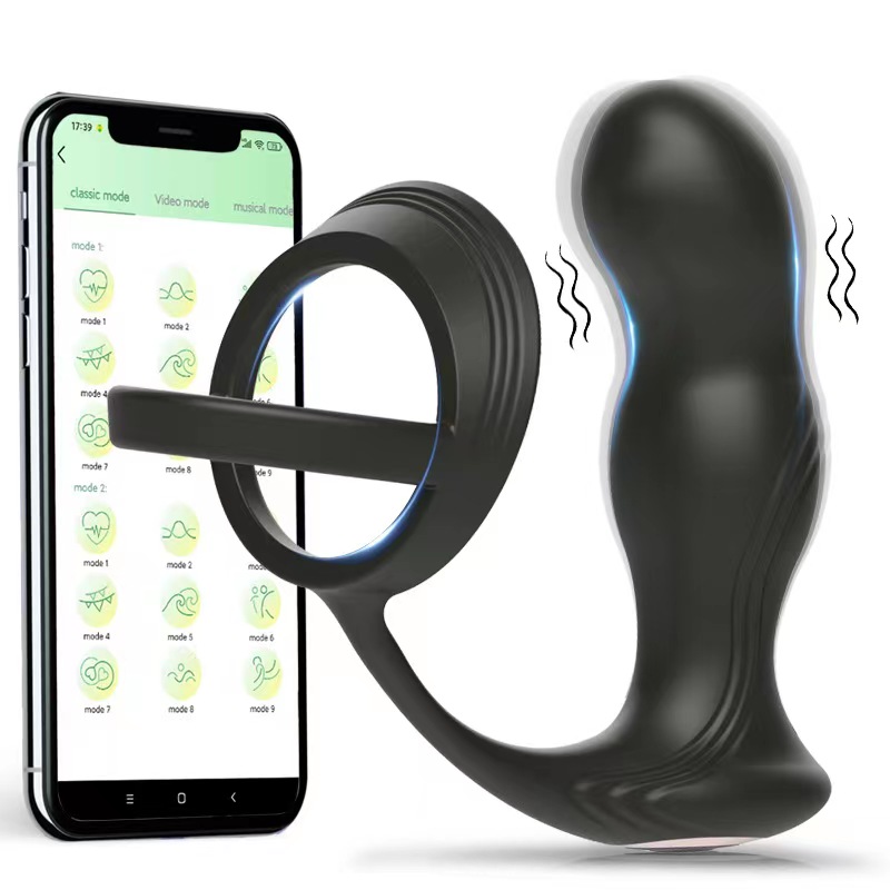 Stimulator Prostata Anal Play, Bluetooth Control, Free App, Silicon, USB, Negru, 12 cm, Guilty Toys