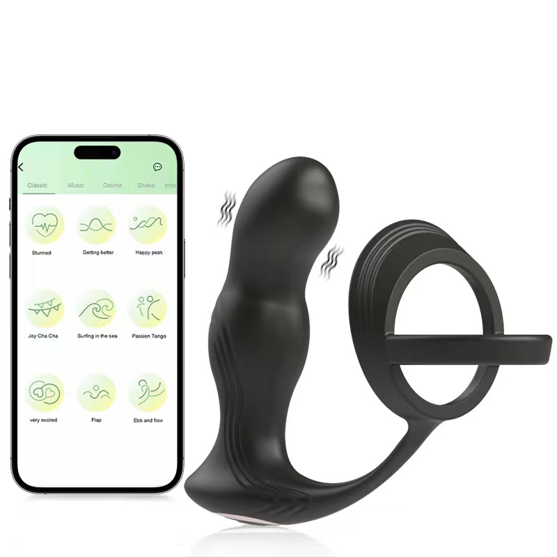 Stimulator Prostata Anal Play, Bluetooth Control, Free App, Silicon, USB, Negru, 12 cm, Guilty Toys, #2, Erotic24.ro