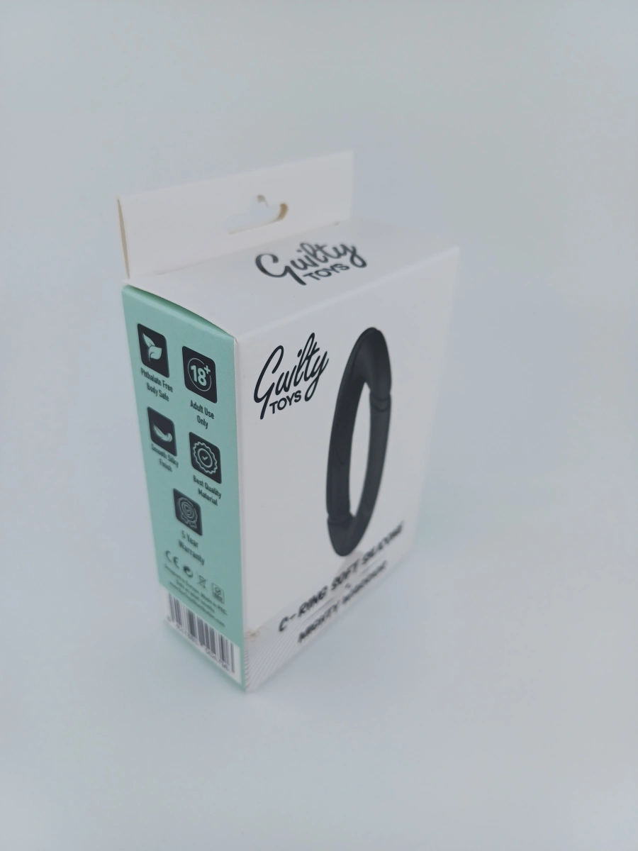 Inel Penis C-Ring, Silicon Lichid, Negru, Guilty Toys, Mighty Warrior, #2, Erotic24.ro