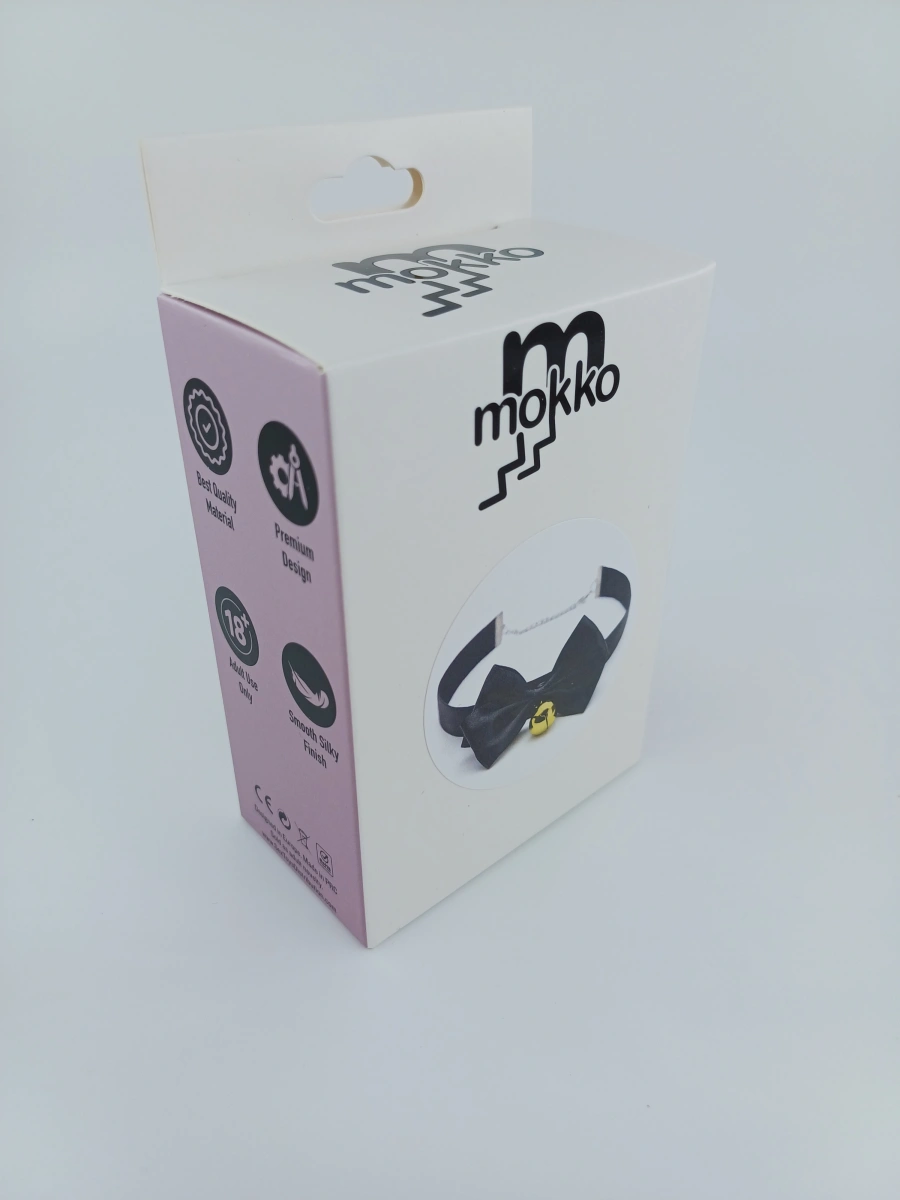 Choker cu Fundita si Clopotel, Negru, Mokko Toys, Nr. 7, Erotic24.ro