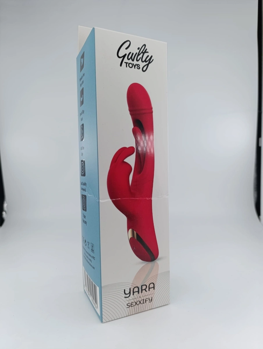 Vibrator Yara, Vibrating & Tapping, Silicon, USB Magentic, Rosu, 24.1 cm, Guilty Toys, Sexxify, Nr. 4, Erotic24.ro