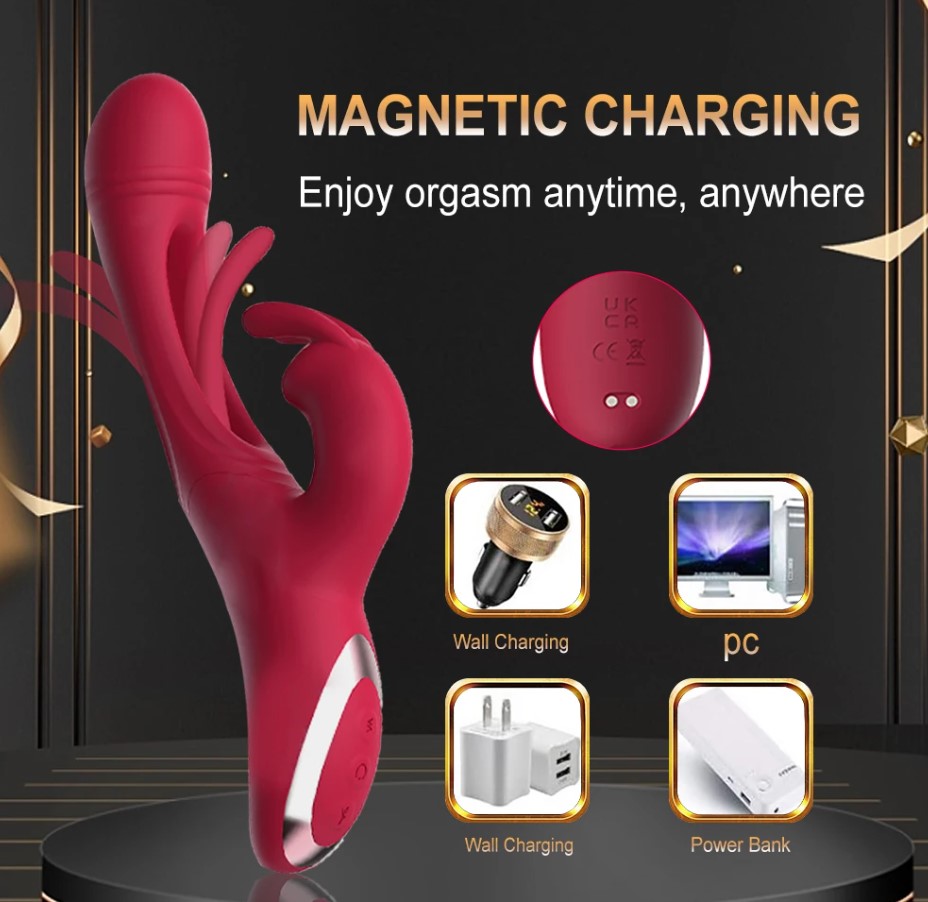 Vibrator Yara, Vibrating & Tapping, Silicon, USB Magentic, Rosu, 24.1 cm, Guilty Toys, Sexxify, Nr. 3, Erotic24.ro