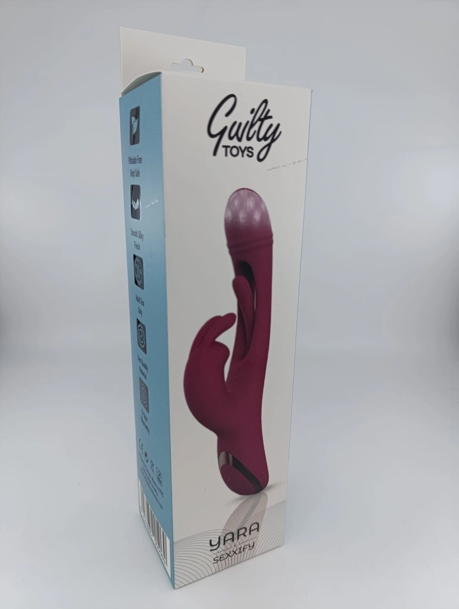Vibrator Yara, Vibrating & Tapping, Silicon, USB Magnetic, Rosu Inchis, 24.1 cm, Guilty Toys, Sexxify, #2, Erotic24.ro