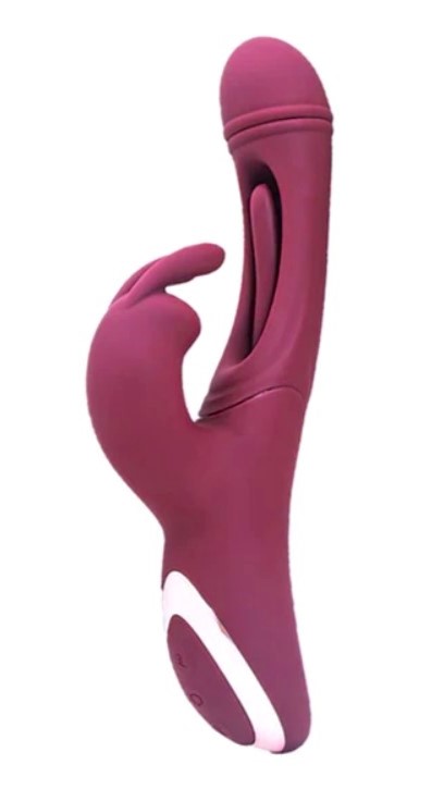 Vibrator Yara, Vibrating & Tapping, Silicon, USB Magnetic, Rosu Inchis, 24.1 cm, Guilty Toys, Sexxify