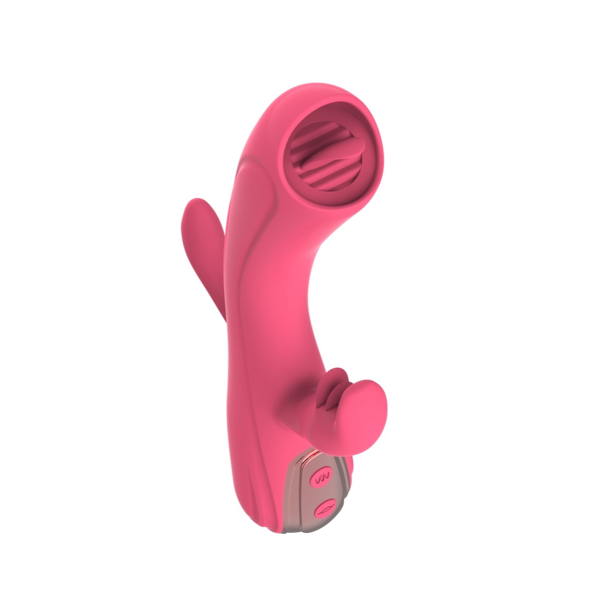 Vibrator Iepuras Leila, Vibrating&Licking, Silicon, USB, Roz, 22 cm, Mokko Toys, Good Vibes, #6, Erotic24.ro