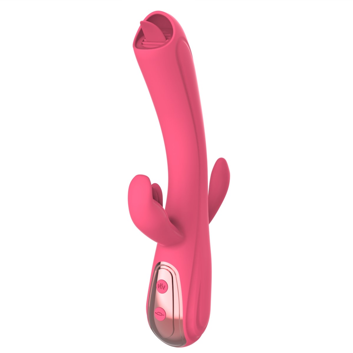 Vibrator Iepuras Leila, Vibrating&Licking, Silicon, USB, Roz, 22 cm, Mokko Toys, Good Vibes