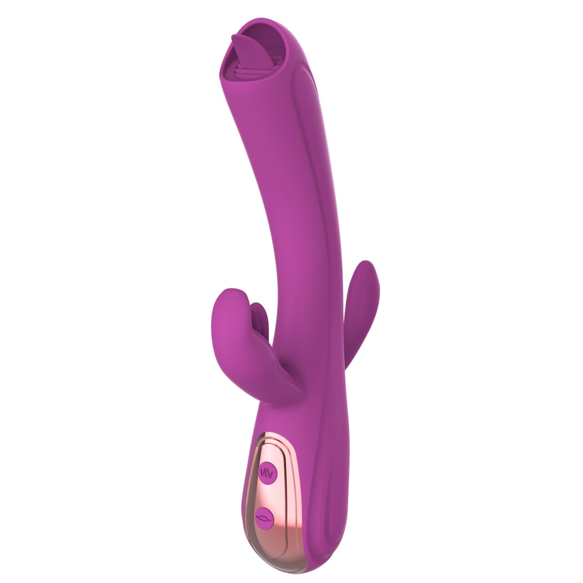 Vibrator Iepuras Leila, Vibrating&Licking, Silicon, USB, Mov, 22 cm, Mokko Toys, Good Vibes
