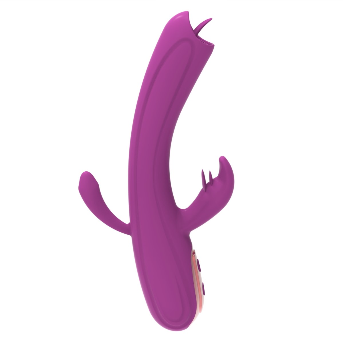 Vibrator Iepuras Leila, Vibrating&Licking, Silicon, USB, Mov, 22 cm, Mokko Toys, Good Vibes, #2, Erotic24.ro