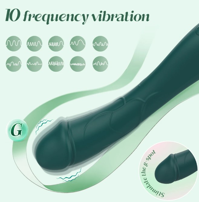 Vibrator Punctul G Thunder, 10 Moduri Vibratii, Silicon, USB, Verde, 21.8 cm, Mokko Toys, Velvet Obsession, #3, Erotic24.ro