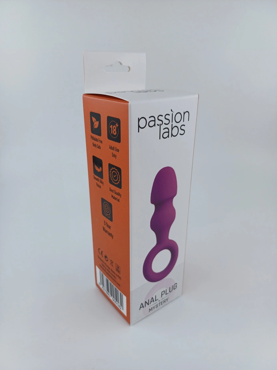 Dop Anal cu Inel Anal Plug Small, Silicon, Mov, 9.1 cm, Passion Labs, Mystery, Nr. 2, Erotic24.ro