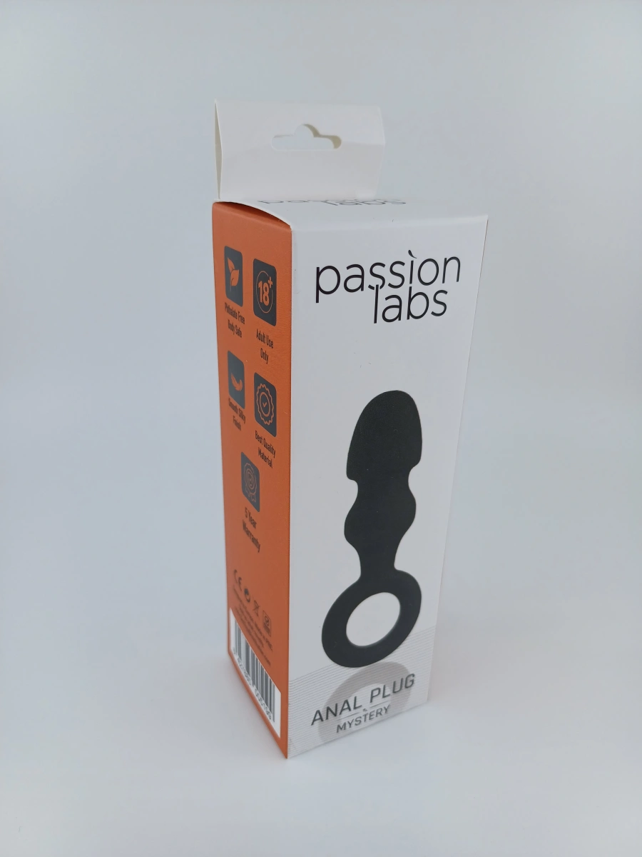 Dop Anal cu Inel Anal Plug Small, Silicon, Negru, 9.1 cm, Passion Labs, Mystery, #2, Erotic24.ro