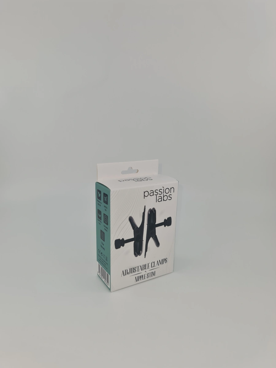 Clame Sfarcuri Adjustable Clamps, Metal, Negru, Pasion Labs, Nipple Stim, Nr. 2, Erotic24.ro
