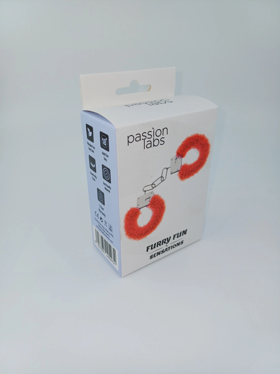 Catuse cu Blana Artificiala 2 Cheite Rosu Passion Labs, #2, Erotic24.ro