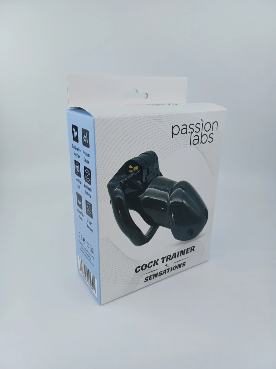 Cusca de Castitate Cock Trainer Hard Plastic Negru Passion Labs, #2, Erotic24.ro