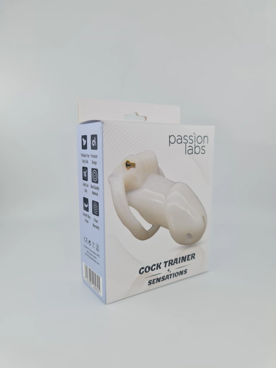 Cusca de Castitate Cock Trainer Hard Plastic Alb Passion Labs, Nr. 3, Erotic24.ro