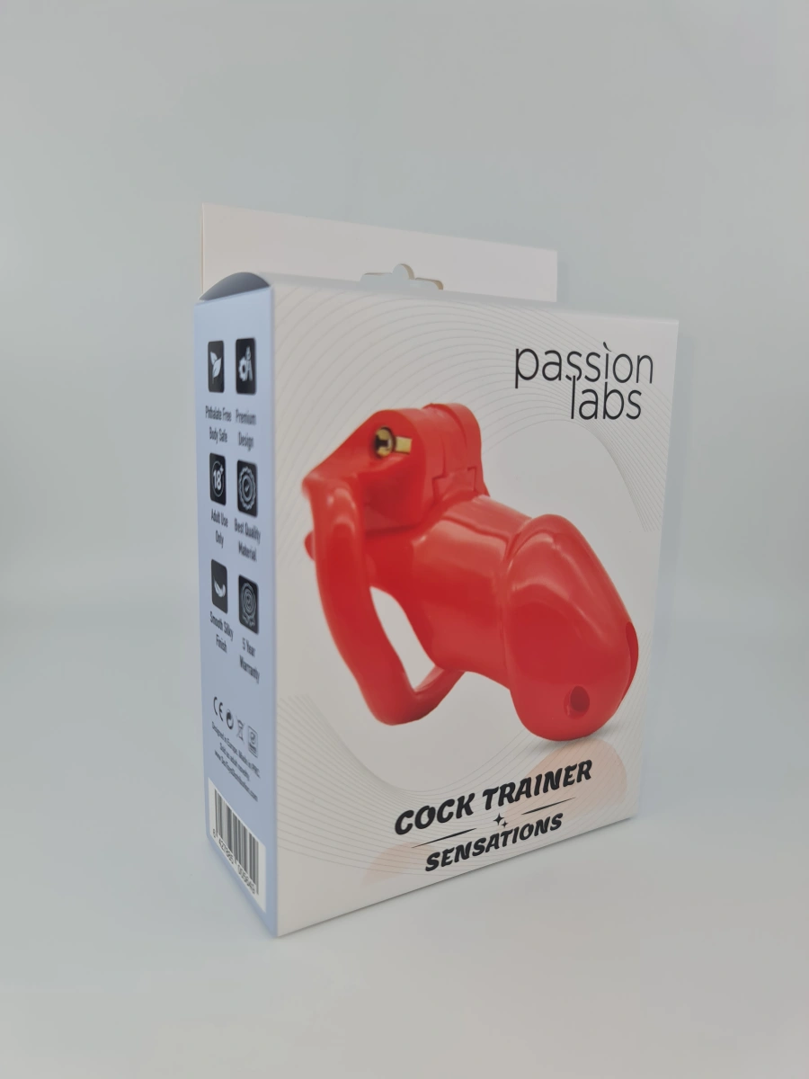 Cusca de Castitate Cock Trainer Hard Plastic Rosu Passion Labs, #2, Erotic24.ro