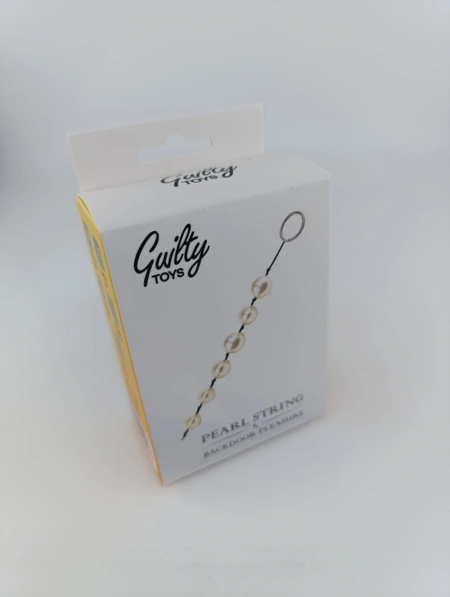 Bile Anale Pearl String, Alb, 25 cm, Guilty Toys, Backdoor Pleasure, #3, Erotic24.ro