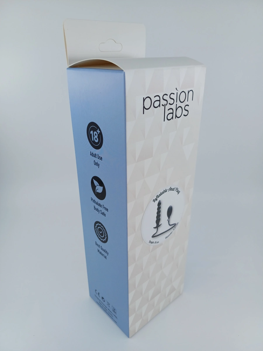 Dop Anal Gonflabil Beaded, PVC, Negru, 18 cm, Passion Labs, #2, Erotic24.ro