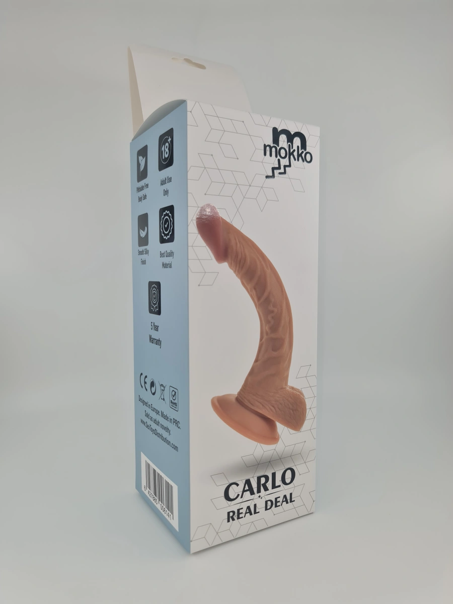 Dildo Carlo Sliding&Bendable, TPE Strat Dublu, Natural, 23 cm, Mokko Toys, #2, Erotic24.ro