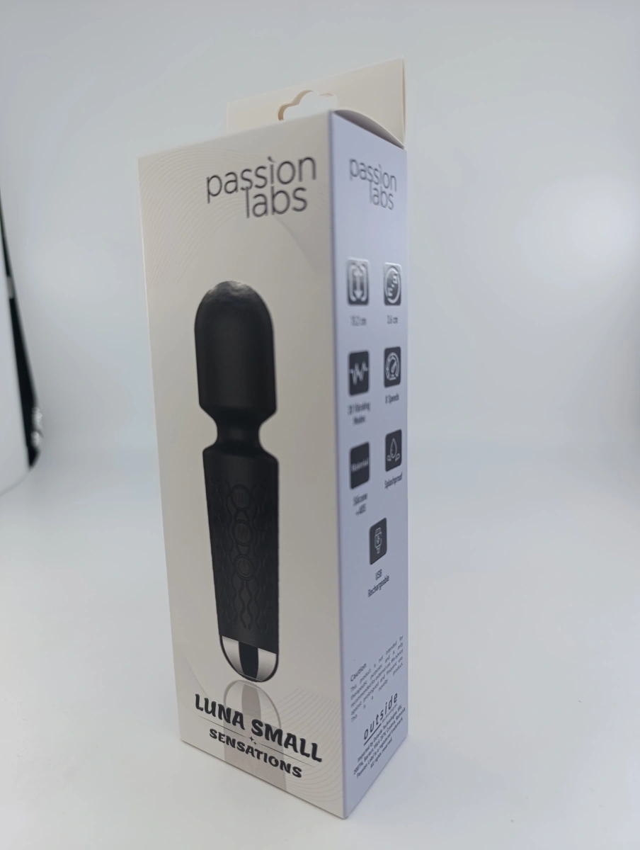 Vibrator Masaj Luna Small 20 Moduri Vibratii+8 Intensitati de Viteza, USB, Silicon, Negru, 15 cm, Passion Labs, #2, Erotic24.ro