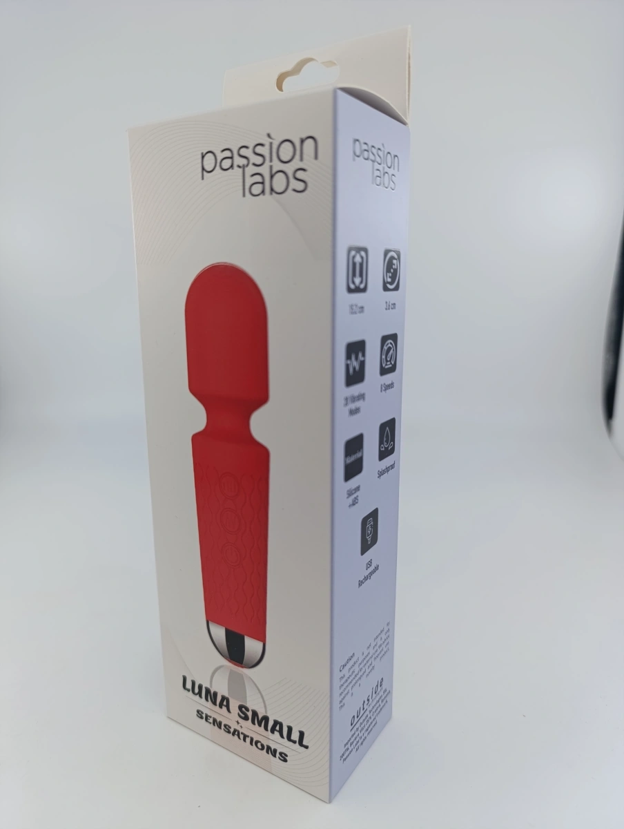 Vibrator Masaj Luna Small 20 Moduri Vibratii+8 Intensitati de Viteza, USB, Silicon, Rosu, 15 cm, Passion Labs, #2, Erotic24.ro