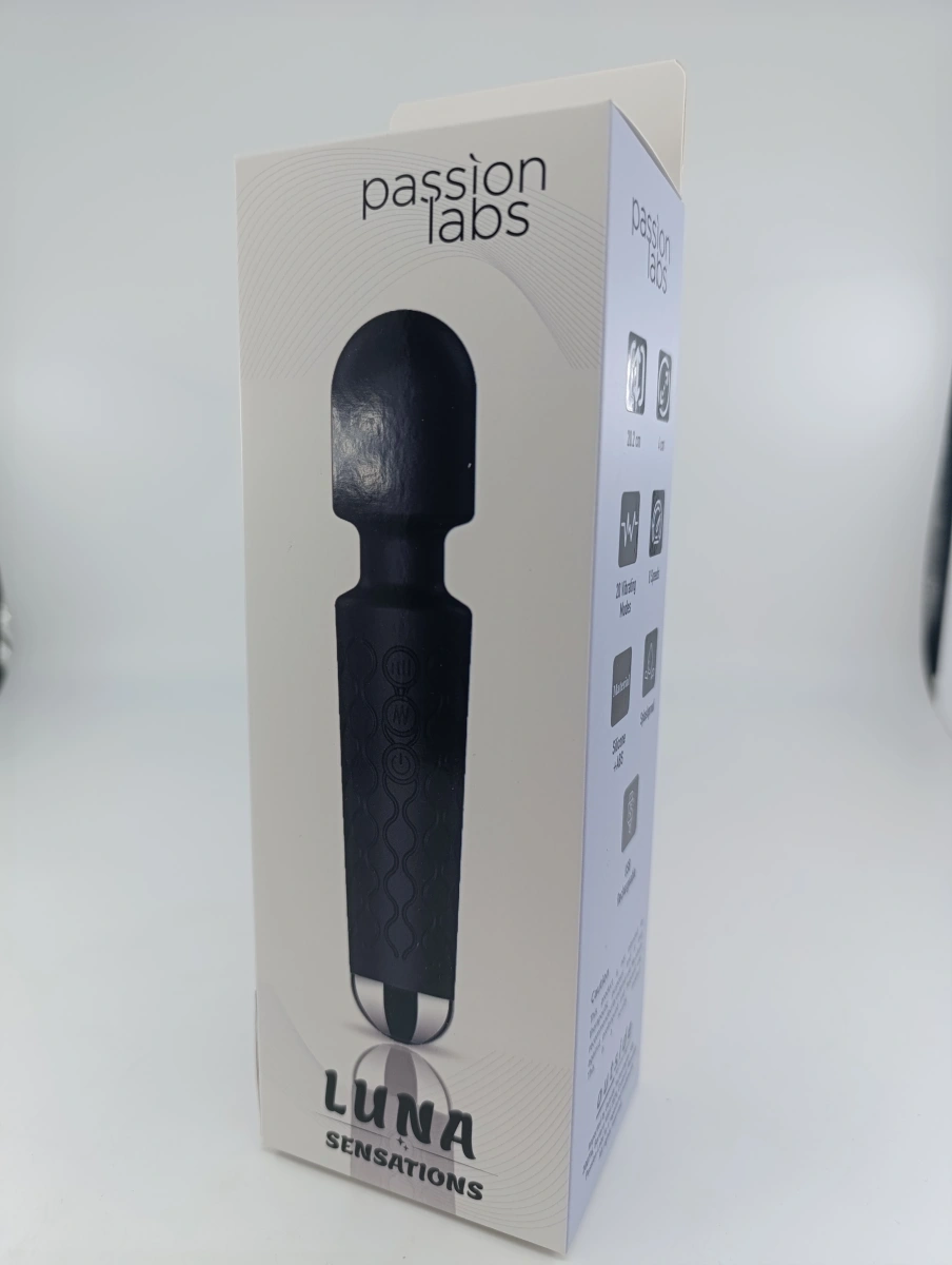Vibrator Masaj Luna 20 Moduri Vibratii+8 Intensitati de Viteza, USB, Silicon, Negru, Passion Labs, Nr. 2, Erotic24.ro