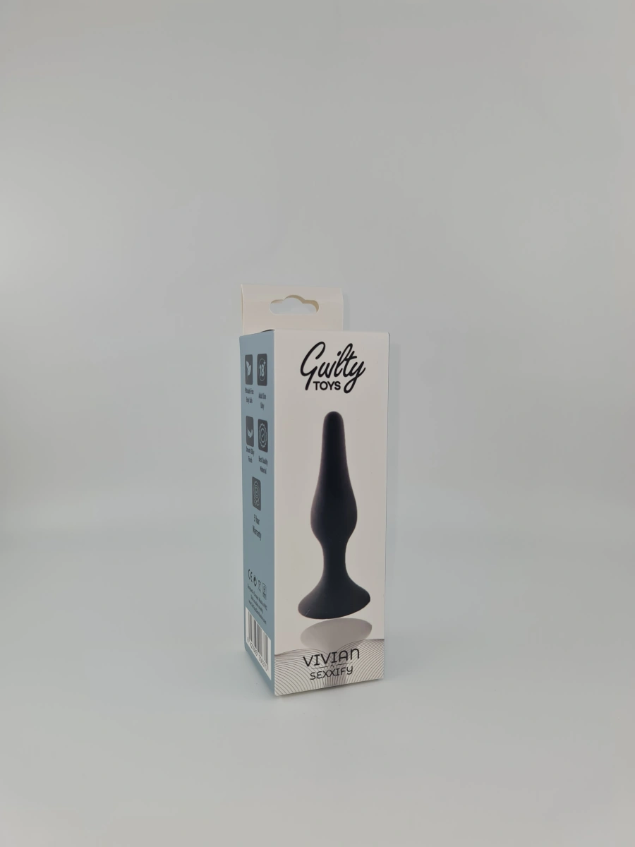 Dop Anal Vivian Small, Silicon, Negru, 10.5 cm, Guilty Toys, Sexxify, #2, Erotic24.ro