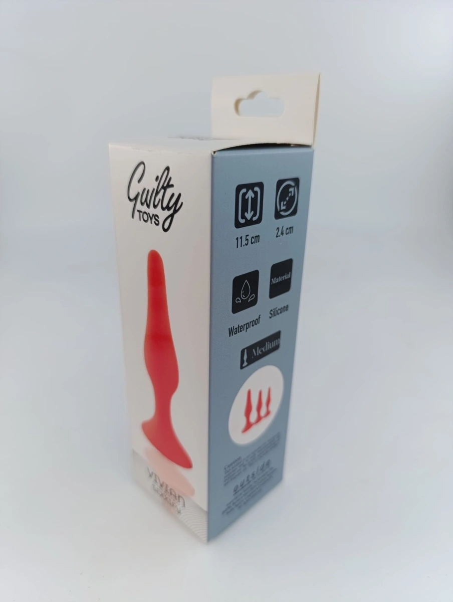 Dop Anal Vivian Medium, Silicon, Rosu, 11 cm, Guilty Toys, Sexxify, #2, Erotic24.ro