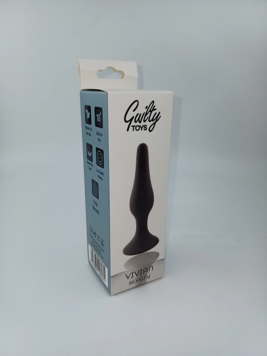 Dop Anal Vivian Large, Silicon, Negru, 12.5 cm, Guilty Toys, Sexxify, #2, Erotic24.ro