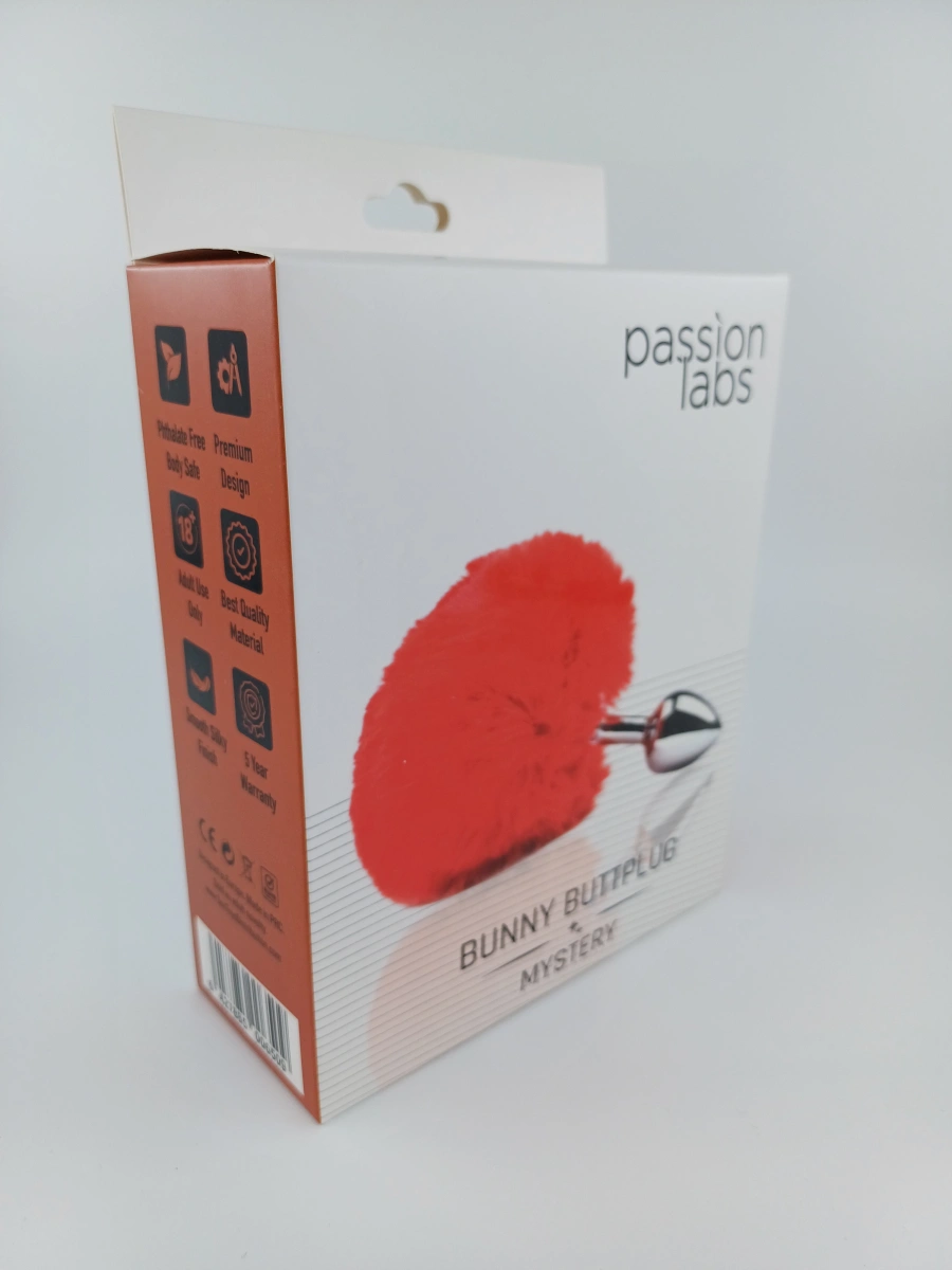 Dop Anal Bunny Buttplug, Small, Argintiu/Rosu, Passion Labs, Mystery, #4, Erotic24.ro