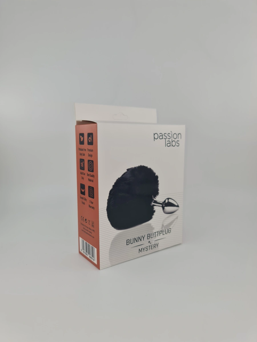 Dop Anal Bunny Buttplug, Small, Argintiu/Negru, Passion Labs, Mystery, Nr. 6, Erotic24.ro