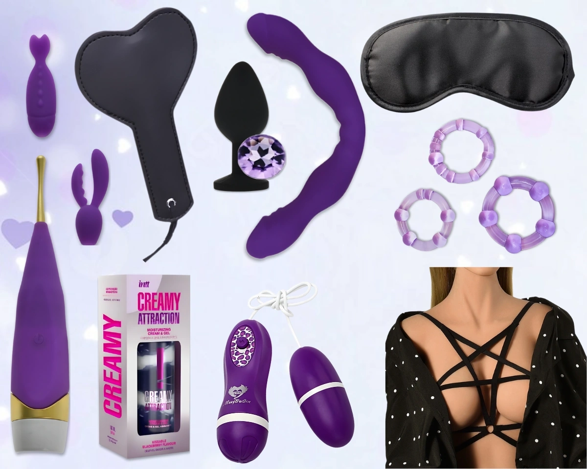 Cautare: Kit Valentine's Day - Kit Valentine's Day Temptation Pack, 9 Accesorii, Mov/Negru, Erotic24.ro