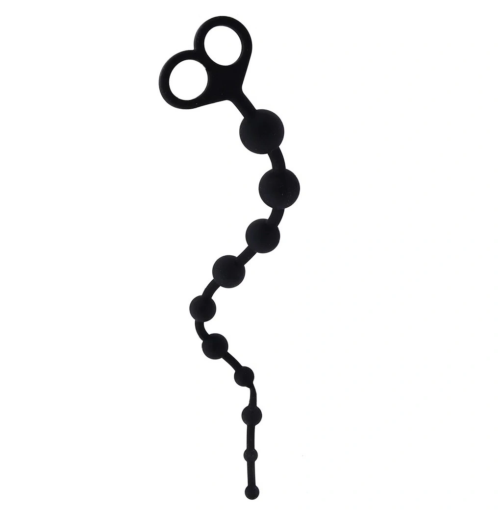 Bile Anale Long Anal Beads, Silicon, Negru, Mokko Toys, Simply Fun