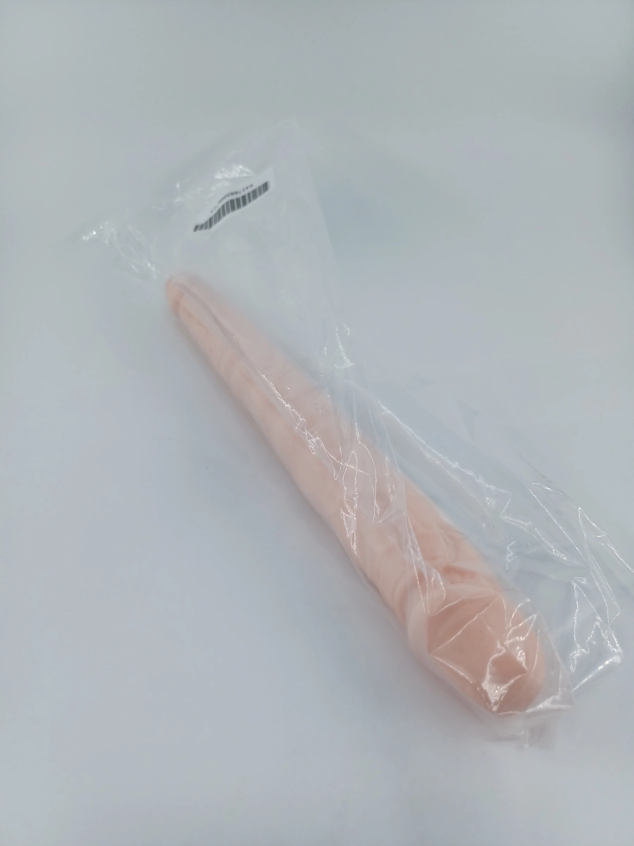 Dildo Dublu Real Slim, Silicon, Natural, 30 cm, #3, Erotic24.ro