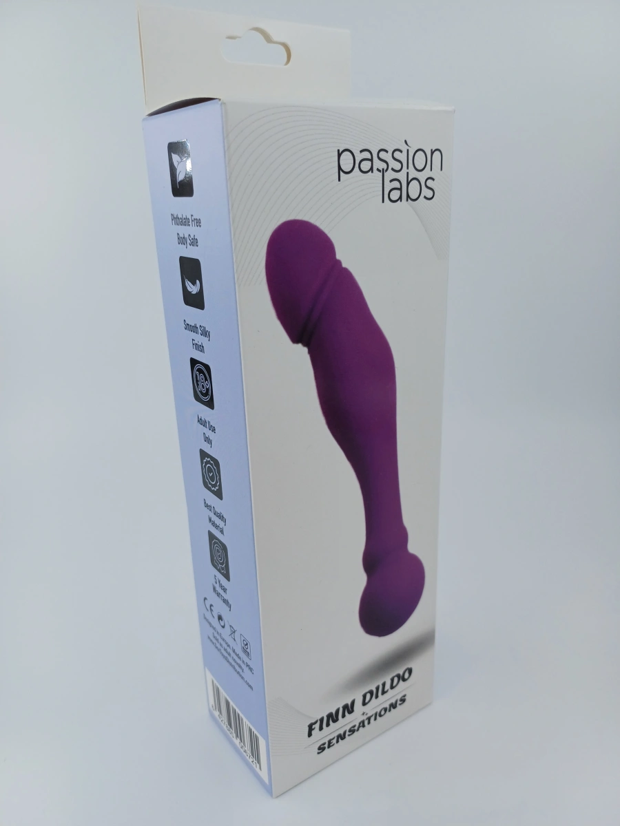 Dildo Dublu Finn, Silicon, Mov, 18 cm, Passion Labs, Sensations, #5, Erotic24.ro