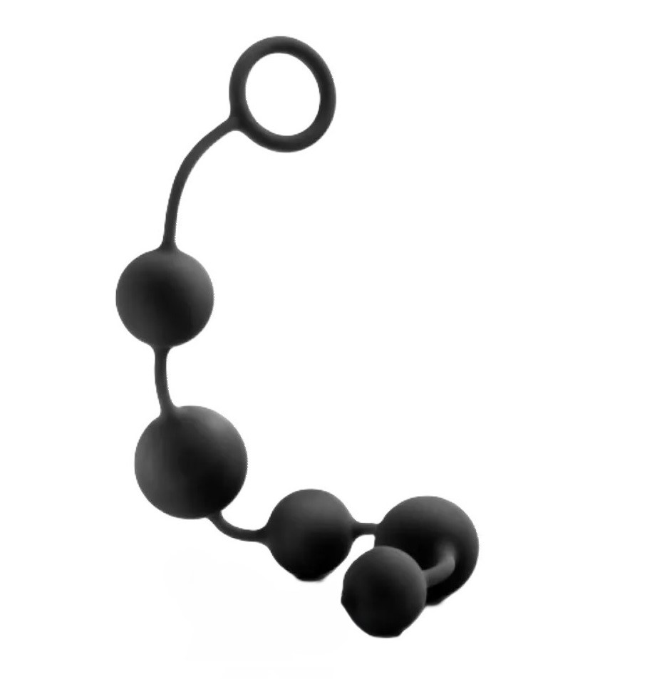 Bile Anale Cipher Beads Long, Silicon, Negru, 34 cm, Mokko Toys, Simply Fun