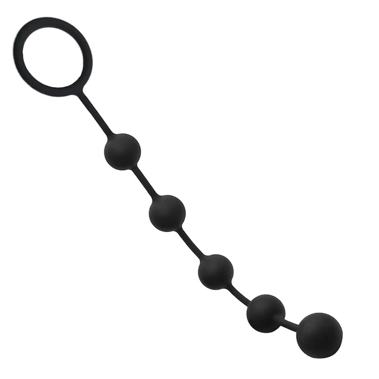 Bile Anale Cipher Beads Long, Silicon, Negru, 34 cm, Mokko Toys, Simply Fun
