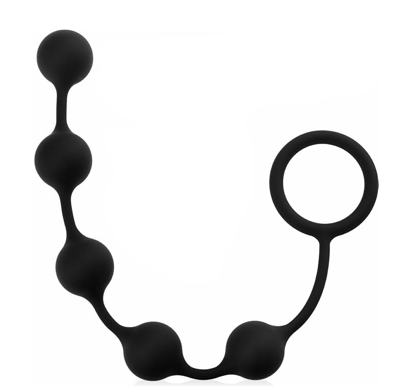 Bile Anale Cipher Beads, Silicon, Negru, 32 cm, Mokko Toys, Simply Fun, #2, Erotic24.ro