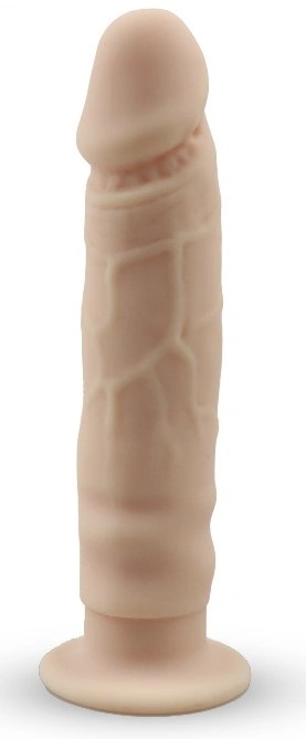 Mini Dildo Real Thing cu Ventuza, Silicon, Natural, 14 cm, Mokko Toys