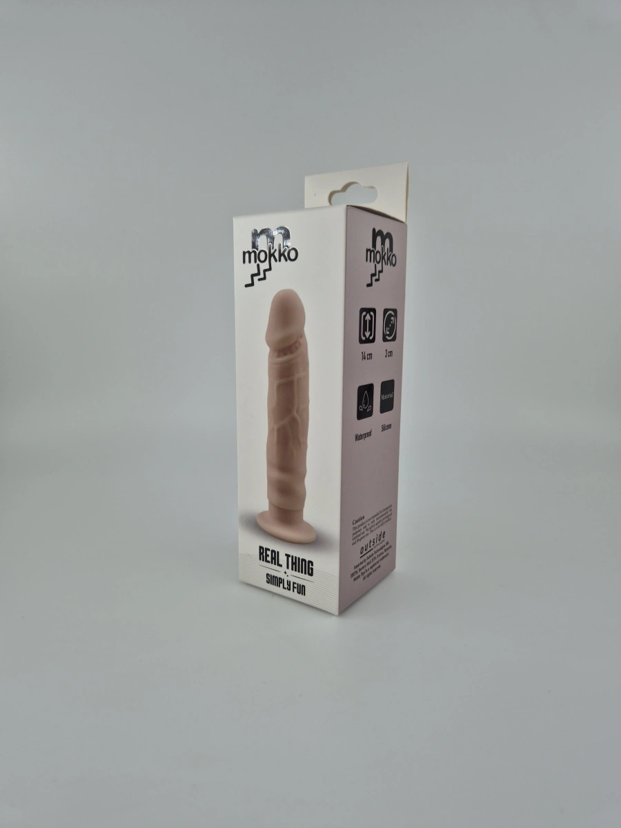 Mini Dildo Real Thing cu Ventuza, Silicon, Natural, 14 cm, Mokko Toys, #2, Erotic24.ro